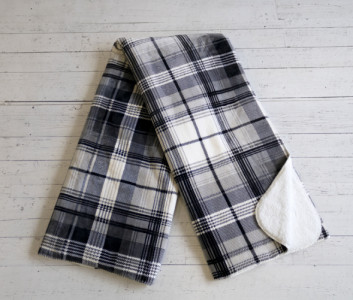 Oversized Classic Plaid Sherpa Throw