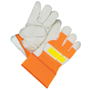 Grain Cowhide Fitter w/Safety Cuff (Hi-Viz) - Lined